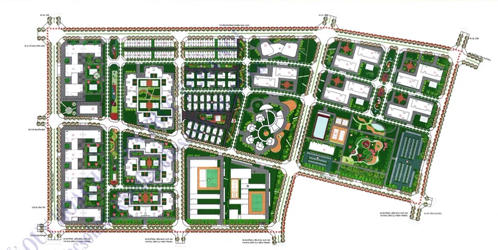 Sơ đồ không gian kiến trúc cảnh quan dự án – Nhà ở xã hội Tiên Dương 2 (Evergreen Premium)